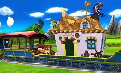 Archivo:Greninja, Marth, Donkey Kong y Toon Link en el Tren de los Dioses SSB4 (3DS).jpg