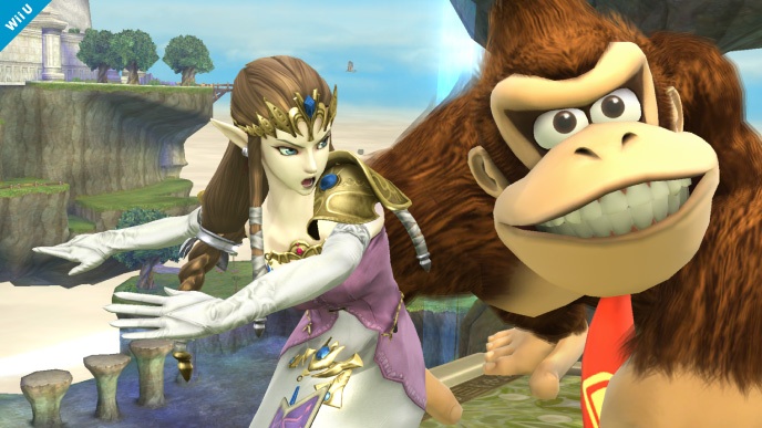 Archivo:Zelda en Altárea junto a Donkey Kong SSB4 (Wii U).jpg