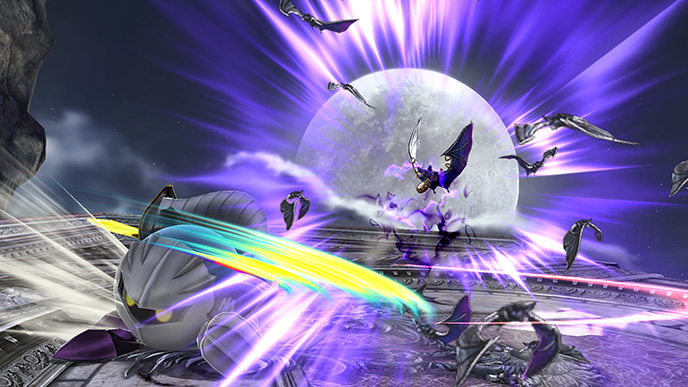 Archivo:Bayonetta realizando su Vampiro interior a un ataque de Meta Knight SSB4 (Wii U).jpg
