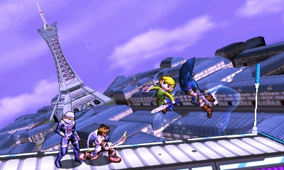 Archivo:Sheik, Toon Link, Pit y Marth en la Torre Prisma SSB4 (3DS) (2).jpg