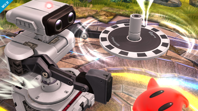 Archivo:R.O.B. usando su Gyro en el Campo de batalla SSB4 (Wii U).jpg