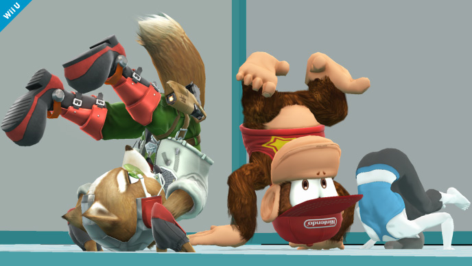 Archivo:Fox y Donkey Kong en la Zona de entrenamiento SSB4 (Wii U).jpg