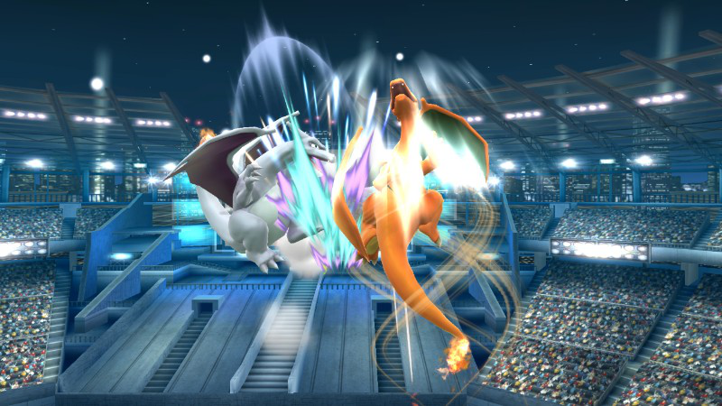 Archivo:Charizard atacando un oponente con Vuelo SSB4 (Wii U).png