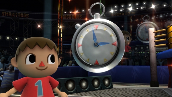 Archivo:Aldeano junto al cronómetro en el Cuadrilátero SSB4 (Wii U) .jpg