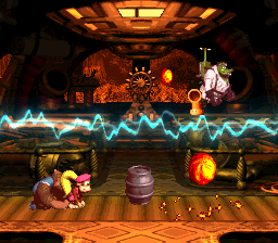 El Barón K. Roolestein volando con el Roolcóptero en Donkey Kong Country 3: Dixie's Double Trouble.