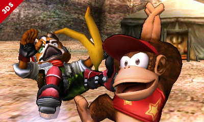 Archivo:Diddy Kong haciendo su burla inferior en el Valle Gerudo SSB4 (3DS).jpg