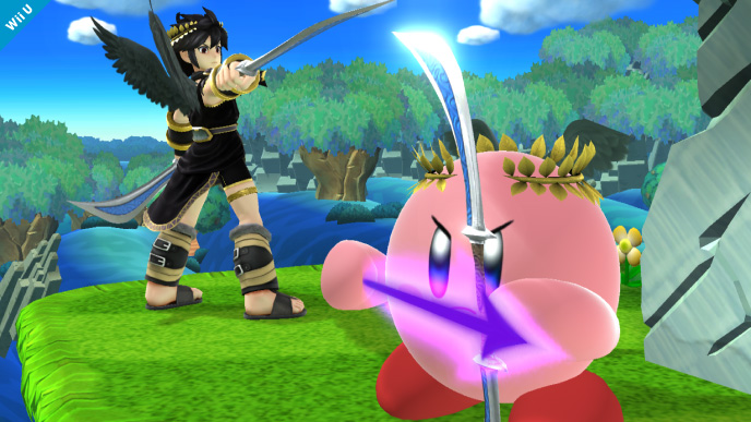 Archivo:Kirby al haber copiado a Pit Sombrío SSB4 (Wii U).jpg
