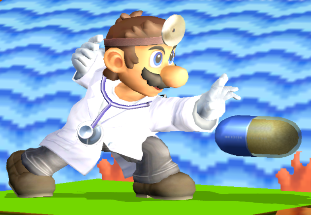Archivo:Doctor Mario usando Megavitaminas SSBM.png