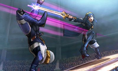Archivo:Lucina atacando a Sheik en el Coliseo de Regna Ferox SSB4 (3DS).jpg
