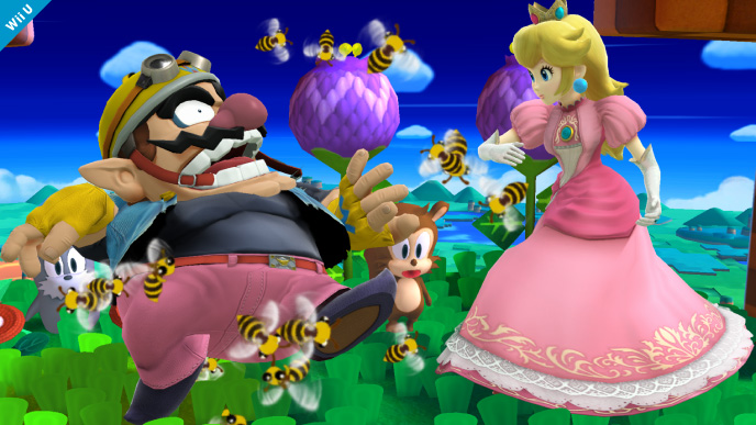 Archivo:Peach y Wario en Zona Windy Hill SSB4 (Wii U).jpg