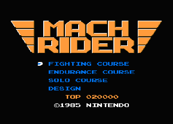 Archivo:Pantalla de titulo de Mach Rider.png