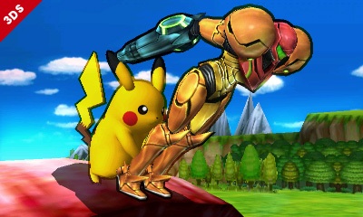 Archivo:Pikachu y Samus SSB4 (3DS).jpg