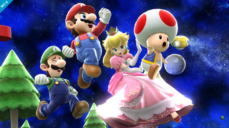 Archivo:Luigi, Peach y Mario en Galaxia Mario SSB4. Wii U.jpg
