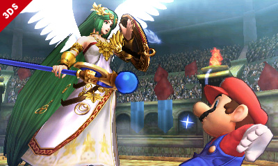 Archivo:Mario y Palutena en el Coliseo Regna Ferox SSB4 (3DS).jpg