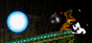 Samus realizando el Disparo carga en Super Smash Bros.