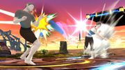 La Entrenadora de Wii Fit lanzando un Bumerán en Super Smash Bros. for Wii U.