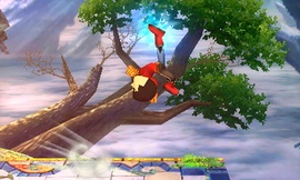 El Peleador Mii/Karateka Mii iniciando el ataque en Super Smash Bros. for Nintendo 3DS.