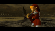 Link dando el golpe final a Ganon en The Legend of Zelda: Ocarina of Time.