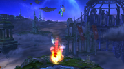 Tirador Mii usando el Vuelo lunar en el aire en Super Smash Bros. for Wii U.