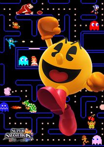 Ilustración promocional de Pac-Man en Super Smash Bros for Nintendo 3DS / Wii U.