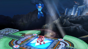 Mega Man usando el Resorte Rush/Muelle Rush en Super Smash Bros. for Wii U.
