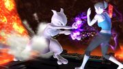Mewtwo atacando a la Entrenadora de Wii Fit en Norfair.