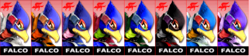 Archivo:Paleta de colores de Falco SSB4 (3DS).png