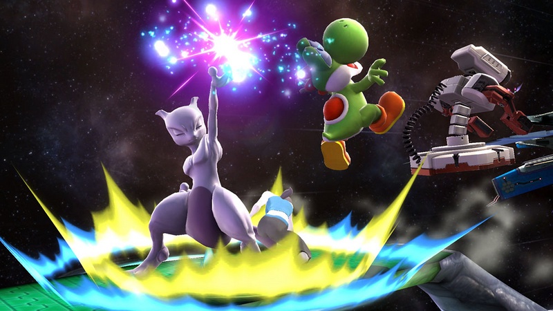 Archivo:Mewtwo, Yoshi y R.O.B. en la Estación espacial SSB4 (Wii U).jpg
