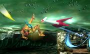 Latias atacando a Samus en Super Smash Bros. for Nintendo 3DS.