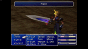 Cloud usando Fulgor en Final Fantasy VII.