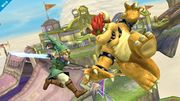 Link y Bowser luchando en Altárea.