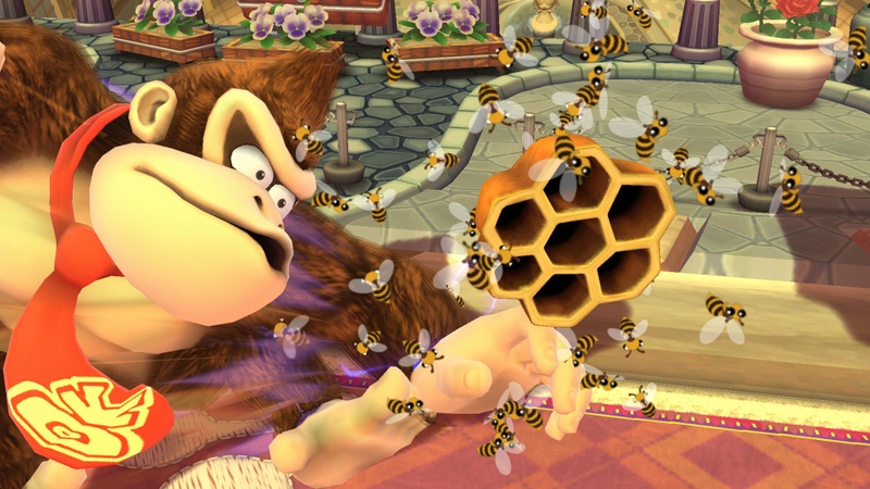 Archivo:Abejas atacando a Doney Kong SSB4 (Wii U).jpeg