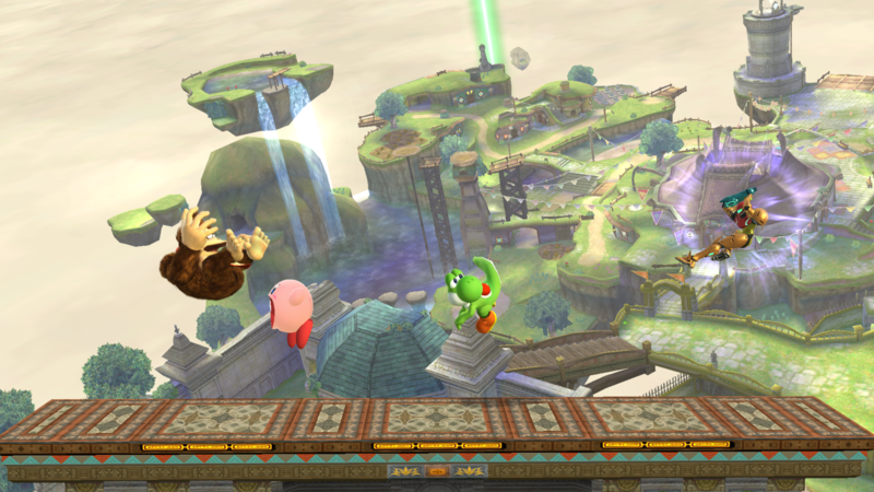 Archivo:Kirby, Yoshi, Donkey Kong y Samus en Altárea (versión Destino Final) SSB4 (Wii U).png
