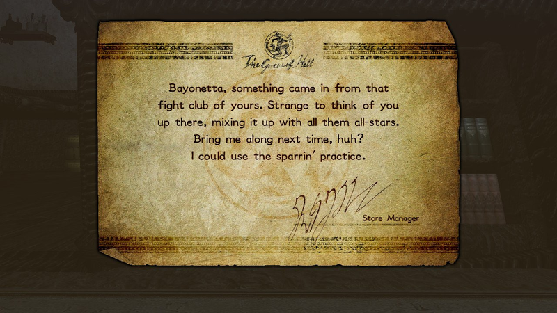 Archivo:Carta de Rodin a Bayonetta sobre su participación en un 'club de lucha' en Bayonetta 2 (Nintendo Switch).png
