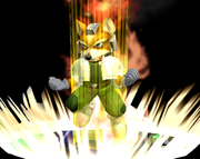 Fox preparando el Fox de fuego en Super Smash Bros. Melee.