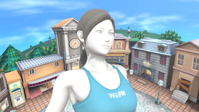Archivo:Entrenadora de Wii Fit en Sobrevolando el pueblo SSBU.jpg