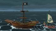 El barco junto al Mascarón rojo en una tormenta en Super Smash Bros. Ultimate.