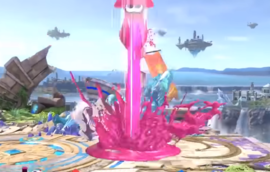 Inkling usando Supersalto en Super Smash Bros. Ultimate.