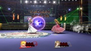 Una partida de Muerte súbita en Super Smash Bros. for Wii U.