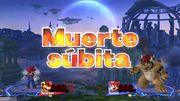 Una declaración de Muerte súbita en Super Smash Bros. for Wii U (español).