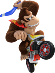 Donkey Kong con un bumerán en Mario Kart 8.