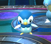 Piplup en el escenario Liga Pokémon de Kalos.