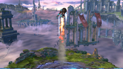 Tirador Mii elevándose verticalmente en Super Smash Bros. for Wii U.