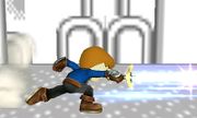 Golpeando con la estocada final en Super Smash Bros. for Nintendo 3DS.