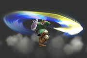 Vista previa de Ataque giratorio/Ataque circular de Link en el Taller de personajes de Super Smash Bros. for Wii U.