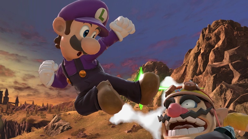Archivo:Luigi atacando a Wario SSBU.jpg