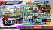 La pantalla de selección de escenarios en Super Smash Bros. for Wii U.