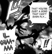 Ridley hiriendo de gravedad a Voz Gris en el e-manga de Metroid.