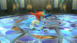 Keldeo al salir de la Poké Ball.