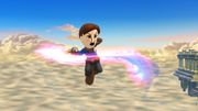 El Espadachín Mii ejecutando la Espada giratoria en el aire en Super Smash Bros. for Wii U.